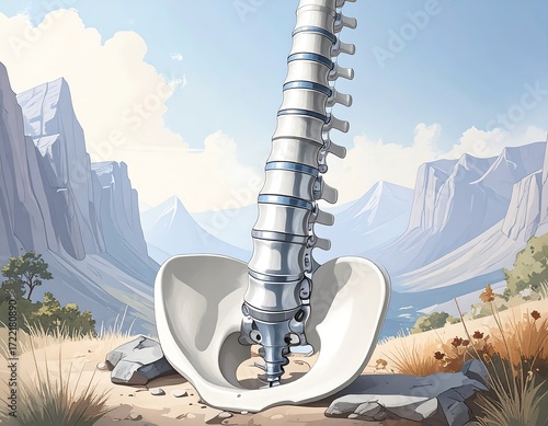 Spine injury in a mountainous landscape
