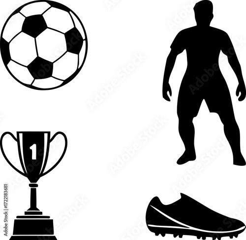 Silhouette of Soccer Triumph,  Soccer vector bundle