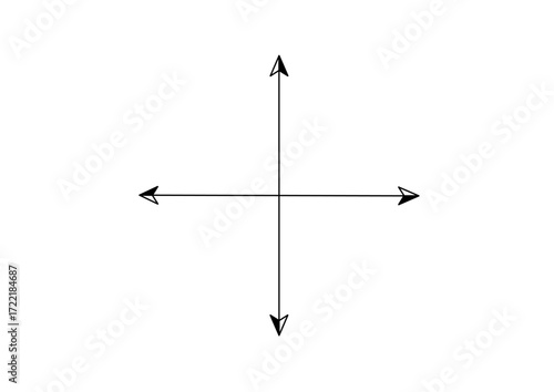 Cartesian coordinate system with two perpendicular axes. Graph with a horizontal x-axis and a vertical y-axis