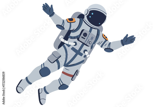 An astronaut floats in space, embodying 'Future Flight Dreams.' A dynamic, visually striking illustration perfect for tech, space, and aspiration themes.