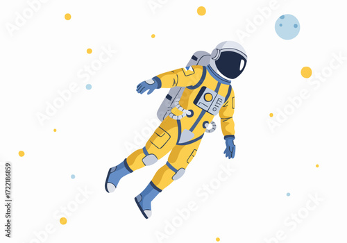 An astronaut floats in space, surrounded by a green glow. A modern, minimalist design with a captivating cosmic feel. Perfect for tech, space, or abstract concepts.