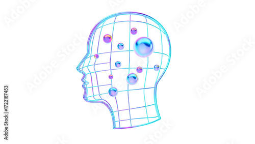Wallpaper Mural Wireframe head with iridescent spheres profile Torontodigital.ca