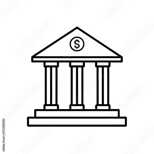 Iconic bank building with dollar