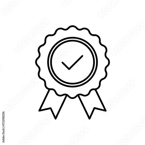 Outline checkmark ribbon award