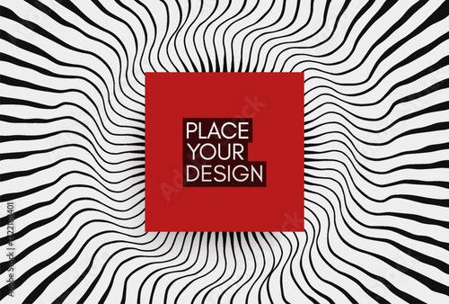 Circular frame element. Radial vector design. Copy space. Cover design template. 3D illustration for brochure, poster, card, presentation, flyer or banner.