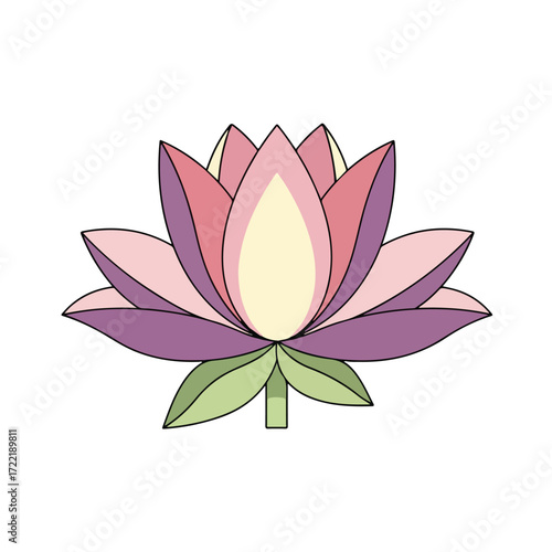 Stylized Lotus Flower Illustration with Pink and Purple Petals.