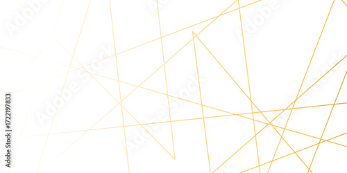 Abstract luxury gold geometric random chaotic lines with many squares and triangles shape on white background.	
