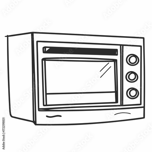 Simple line drawing of a microwave oven in minimal style  