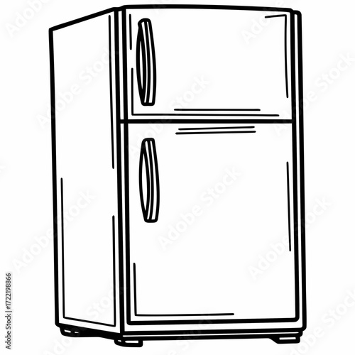 Simple line drawing of a refrigerator in minimalist style  