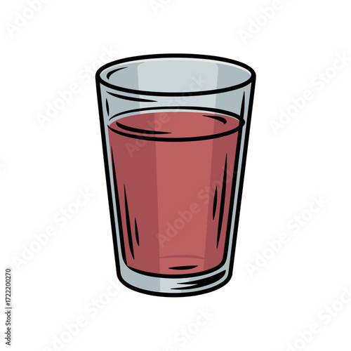 Hand-drawn glass of plum juice refreshing and ready to drink