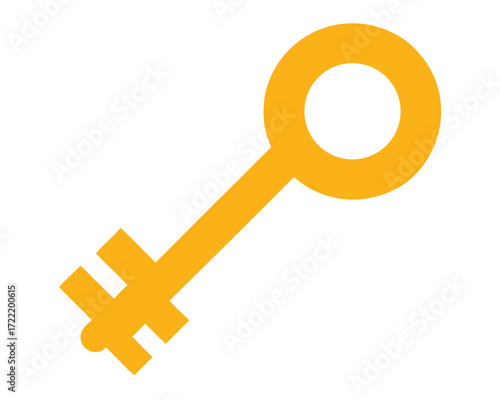 Golden key isolated on white background illustration of security access