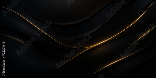 Black satin fabric with flowing purple and blue light waves for a futuristic backdrop