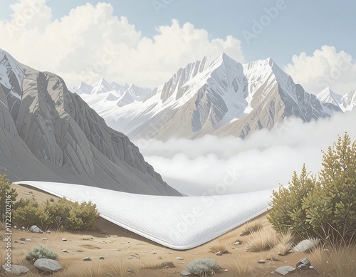 Snowy mountain valley landscape (1)