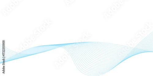 Abstract colorful blue lines on a white background. Blending gradient colors. Digital frequency track equalizer. Line art. Vector illustration.	