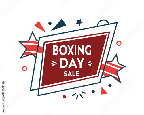 Eye Catching Boxing Day Sale Design with Stars and Geometric Shapes for Marketing and Promotions
