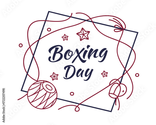 Festive Boxing Day Illustration with Stars and Ornaments Minimalist Design for Holiday Season Promotion