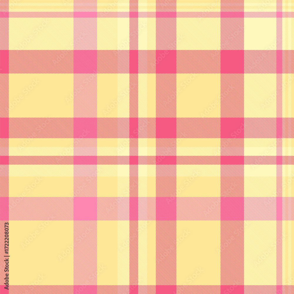 Fototapeta premium Pink and yellow plaid pattern with a soft, warm aesthetic. Versatile for backgrounds, textiles, and designs needing a touch of classic, cozy style.