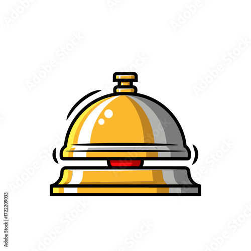 Cartoon Gold and Silver Hotel Reception Bell.