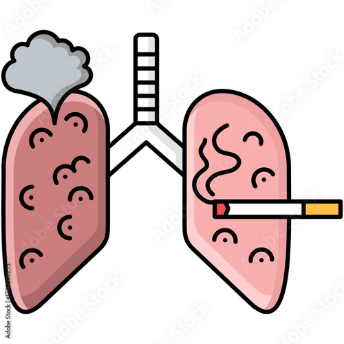 smoker lungs illustration design with filled outline