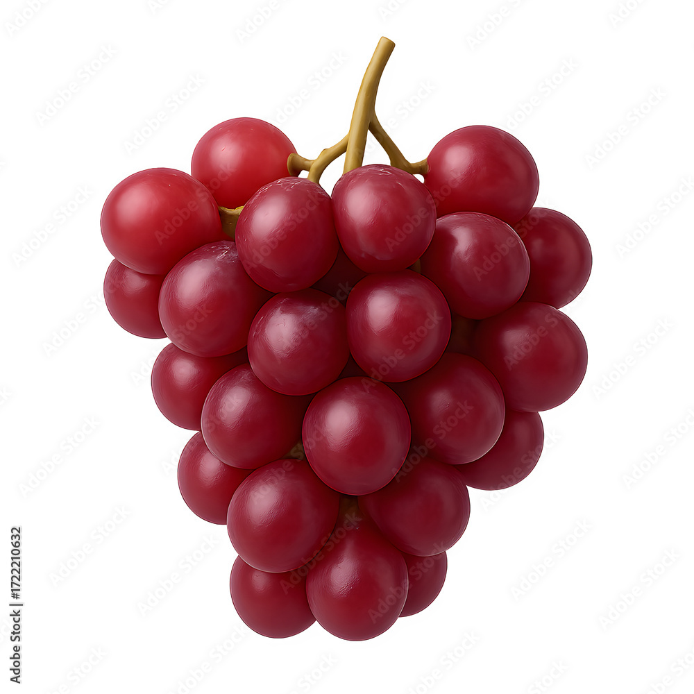 Fototapeta premium Fresh Red Grapes on White Background
