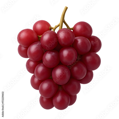 Fresh Red Grapes on White Background