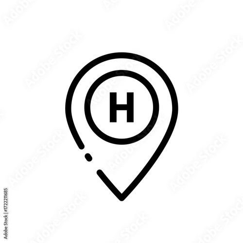 hotel pin, hotel location - vector icon