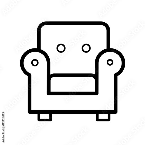 armchair, chair - vector icon