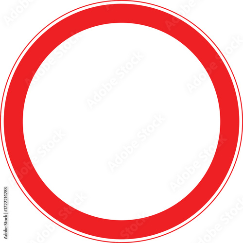 No entry prohibition traffic sign with red circle symbol for restricted road.