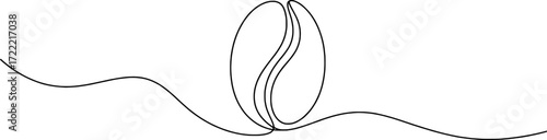 Minimalist black line drawing of a coffee bean line art black and white