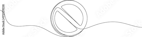 Minimalist continuous line drawing prohibition symbol no symbol forbidden
