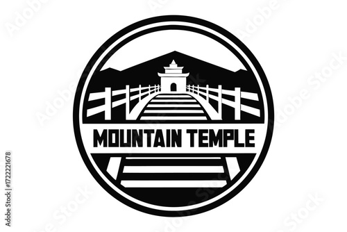 Mountain Temple Bridge Logo with White Background