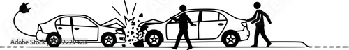 ngi1121 NewGraphicIcon ngi - car crash accident on street. damaged automobiles . traffic accident icon . electric car . plug-in hybrid . banner 3to1 xxl - g10309