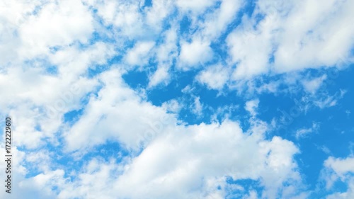 Blue sky with beautiful clouds. 4K.