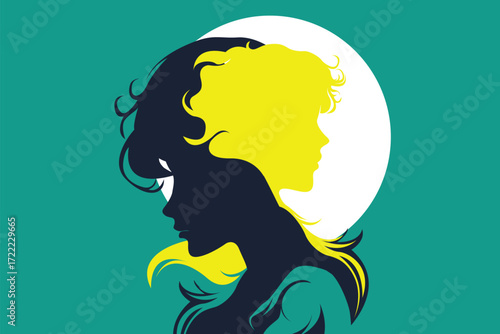 Child and Parent Dual Silhouette – Inner Child and Trauma Concept Illustration