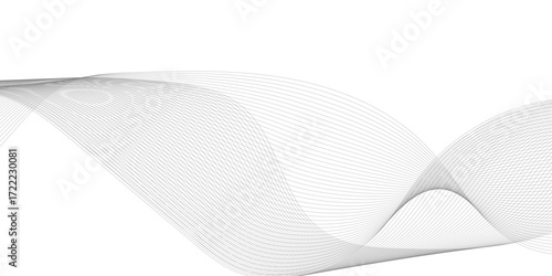Abstract grey smooth element wavy modern curve lines on transparent background. Digital frequency track equalizer. Abstract frequency sound wave lines, twisted curve lines and technology background.	