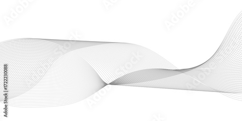 Abstract grey smooth element wavy modern curve lines on transparent background. Digital frequency track equalizer. Abstract frequency sound wave lines, twisted curve lines and technology background.	
