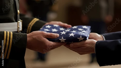 Solemn Transfer of Memorial Flag from Military to Civilian Hands