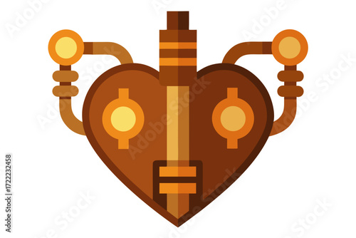 Steampunk heart machine mechanical heart with tubes and gears