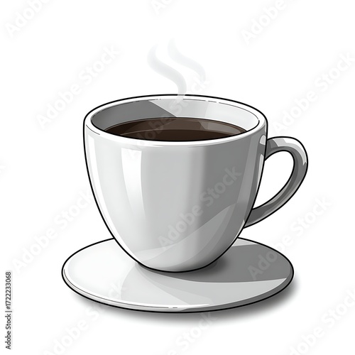 Monochrome Cartoon Coffee Cup Doodle