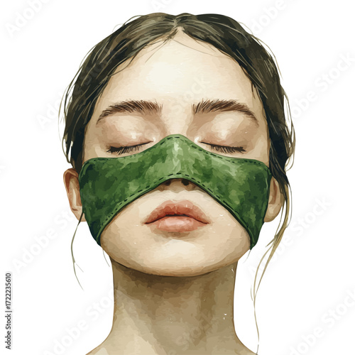 watercolor of Face Mask, vector, isolated on a white background.