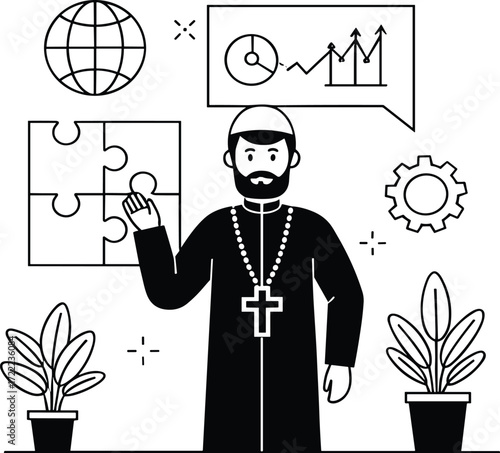 Religious Diversity in Workplace Vector Icons | Hijab, Turban, Kippah, Cross Symbols