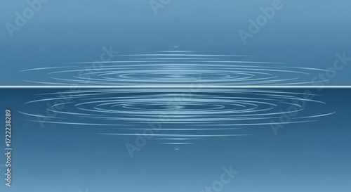 Ripples reflecting on a water surface with a distinct horizon line in a blue gradient background