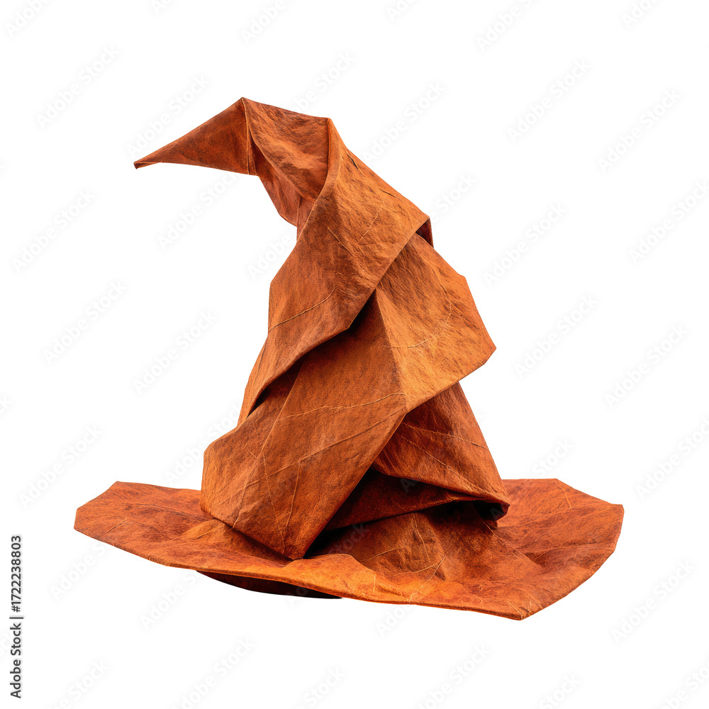 Fototapeta premium Folded paper wizard's hat, brown