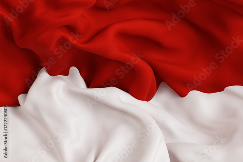 Indonesian Flag Waving Fabric Background