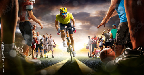 Photography The multi sports collage including boxing, ice hockey, basketball, cycling, socc