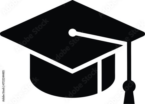 Black graduation cap icon