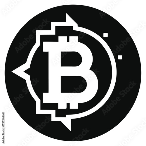 Bitcoin logo with compass symbol on