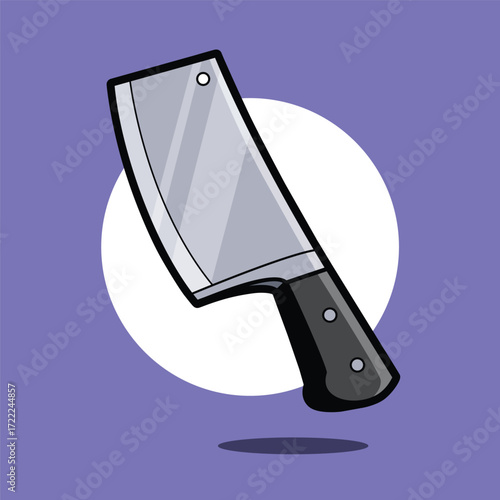 Cartoon Cleaver Icon – Butcher Knife and Kitchen Meat Cutting Tool Illustration