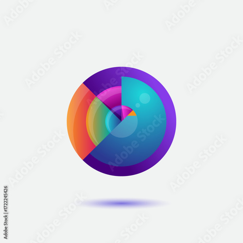 lens and bird logo with gradient color - modern and creative