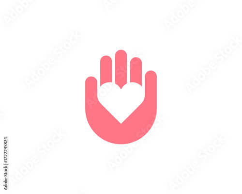 Wallpaper Mural Abstract heart in the hand palm logo design. Universal minimalistic Valentines day, medical, health  sign logotype. Torontodigital.ca